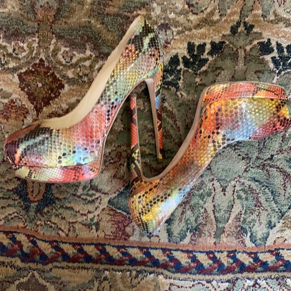 Alexandre Birman Multi Color Python Snake Heels Size 38 - Picture 12 of 16
